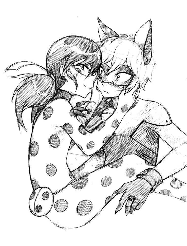 ladybug and cat noir coloring pages
