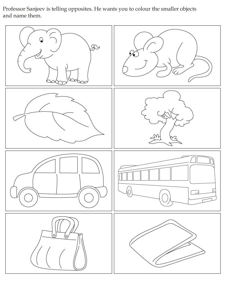 Coloring Pages Opposites Ukg