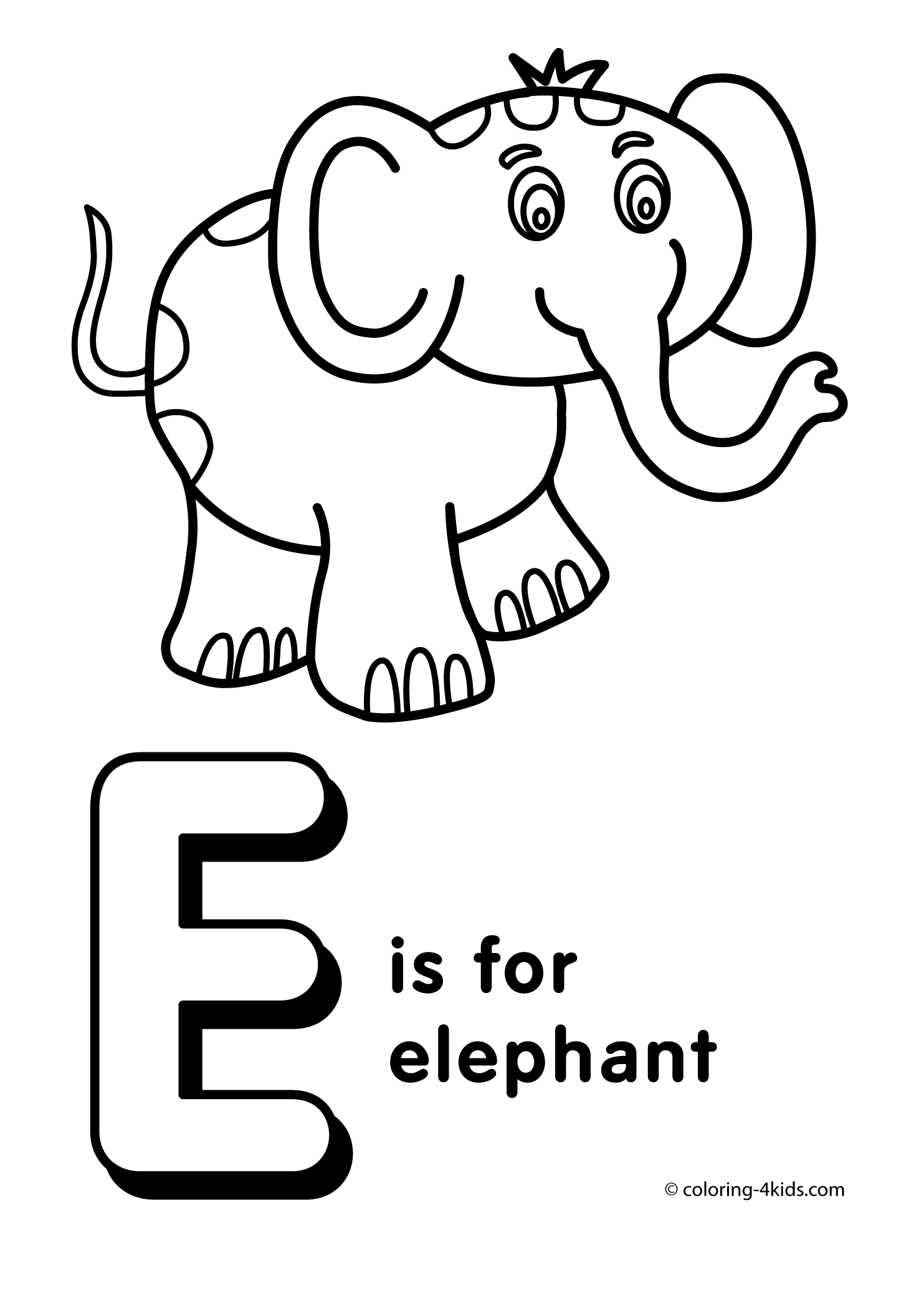 Letter e coloring page