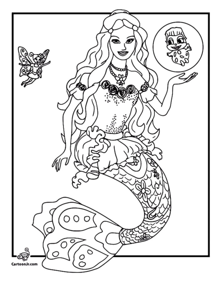 mermaid fairy princess barbie coloring pages
