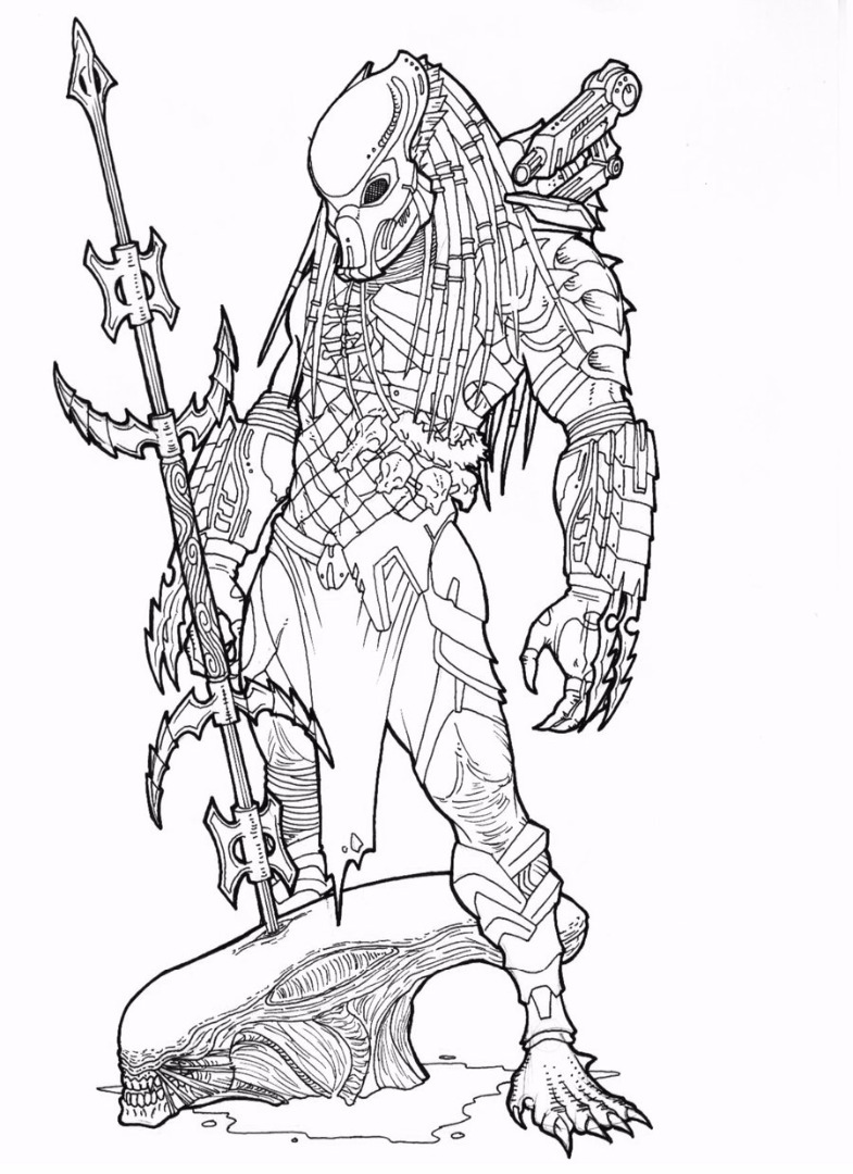 Free Alien Vs Predator Coloring Pages - Xenomorph Alien Coloring Film ...