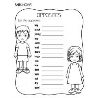 Opposites coloring pages