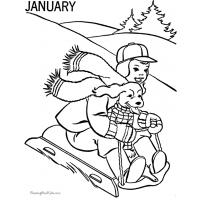 Winter sledding coloring pages