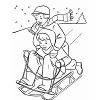 Winter sledding coloring pages