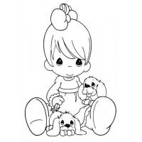 Girl With Puppy coloring pages