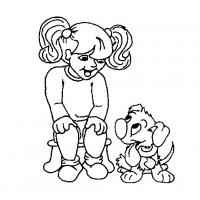 Girl With Puppy coloring pages