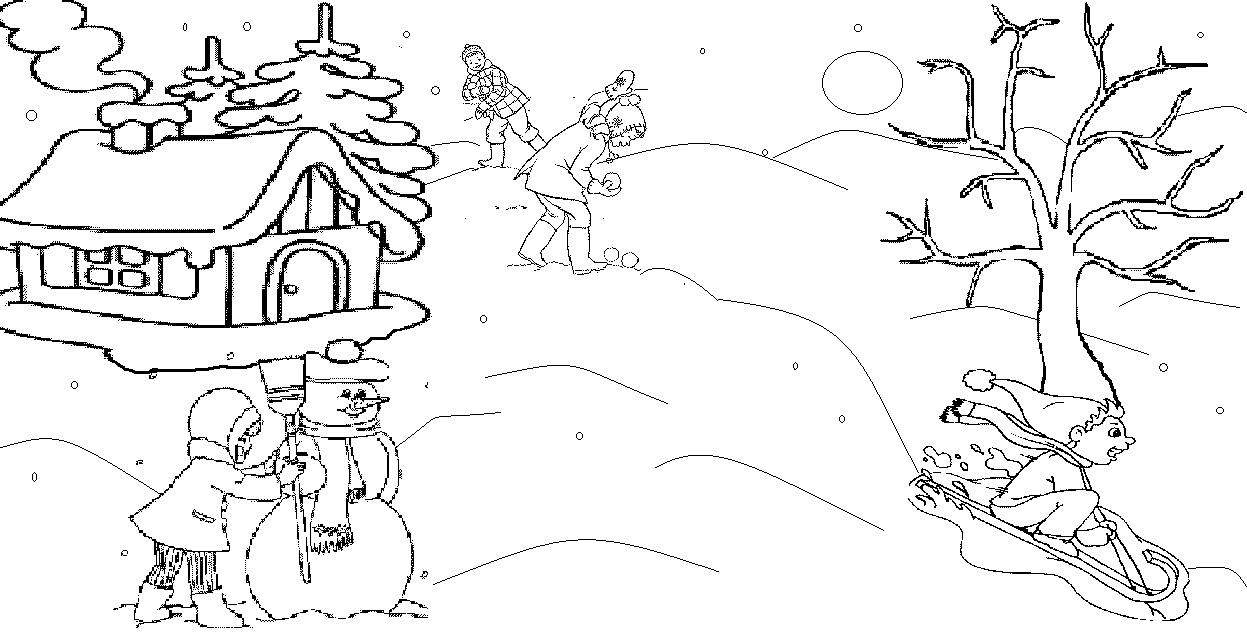 Winter landscape coloring pages to download and print for free