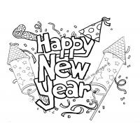 Happy new year coloring pages