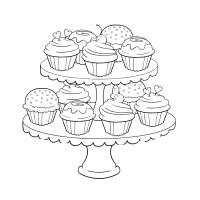 Birthday cupcake coloring pages